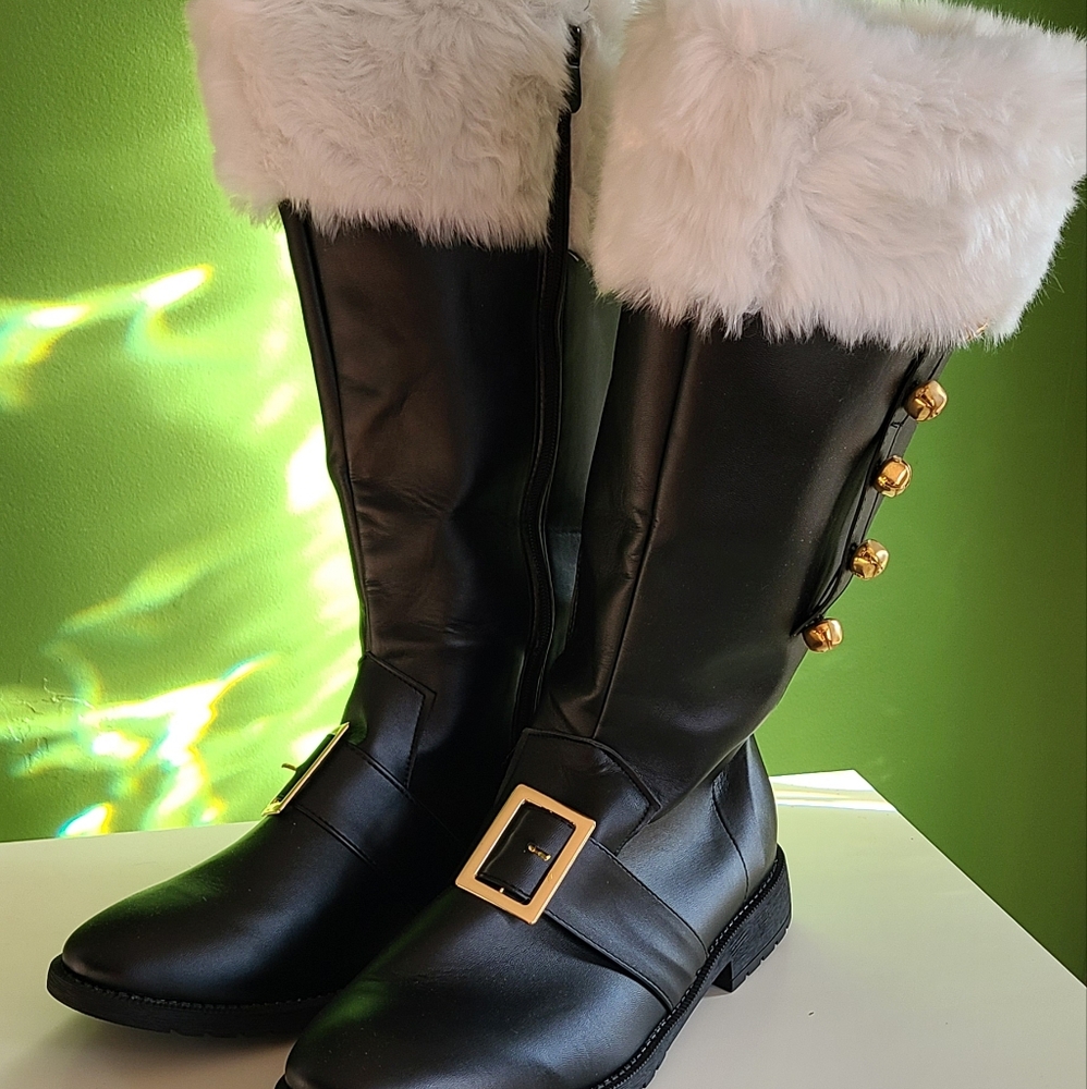 WildKing Men's Handmade Renaissance Santa Claus Leather Boots Black